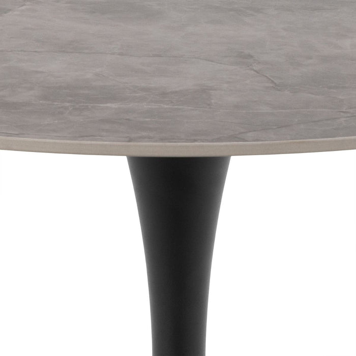Malta 4 Seater Ceramic Round Dining Table Grey/Black 90x75cm