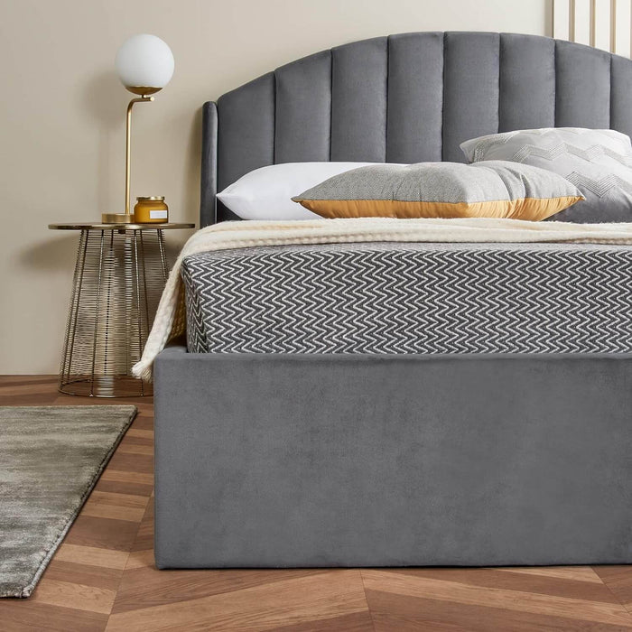Royal Grey Wingback Kingsize Bed-Cheshire Furniture Outlet