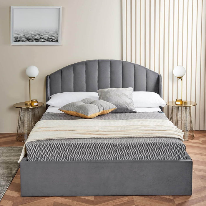 Royal Grey Wingback Kingsize Bed-Cheshire Furniture Outlet