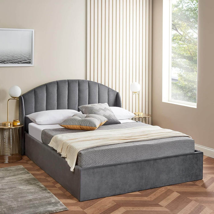 Royal Grey Wingback Kingsize Bed-Cheshire Furniture Outlet