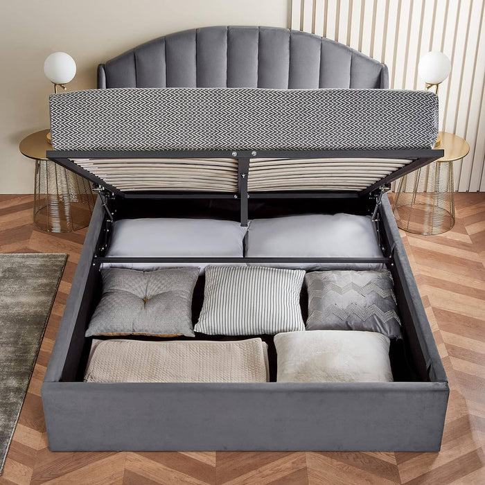 Royal Grey Wingback Kingsize Bed-Cheshire Furniture Outlet