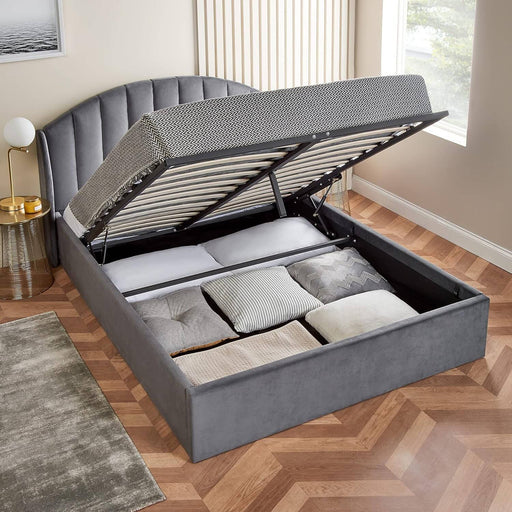 Royal Grey Wingback Kingsize Bed-Cheshire Furniture Outlet
