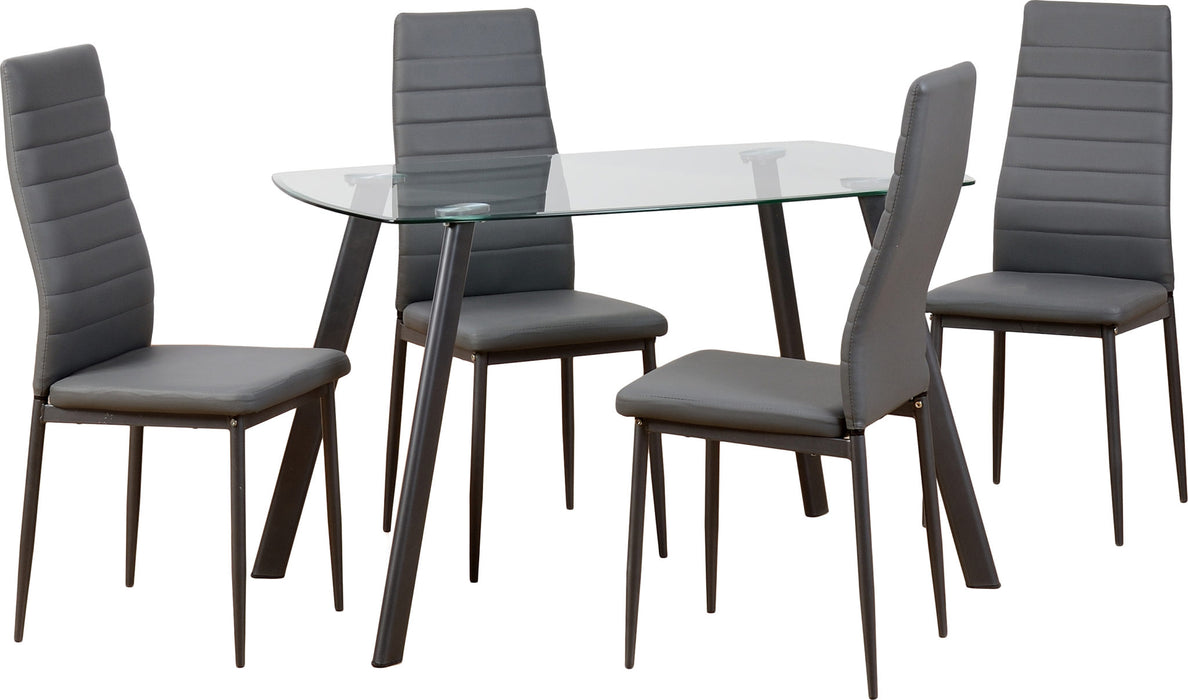 Abbey Dining Set – Grey Faux Leather