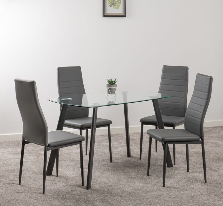 Abbey Dining Set – Grey Faux Leather