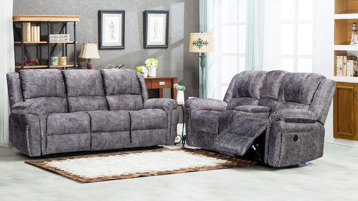 Galaxy 2+3 Seater Electric Recliner Sofa Set – Grey Velvet Fabric Upholstery