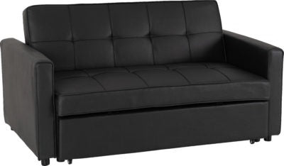 Astoria 2 Seater Sofa Bed, Black Faux Leather