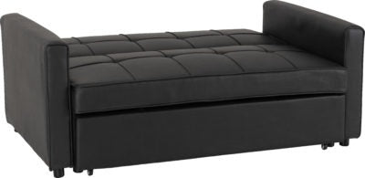 Astoria 2 Seater Sofa Bed, Black Faux Leather