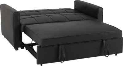 Astoria 2 Seater Sofa Bed, Black Faux Leather