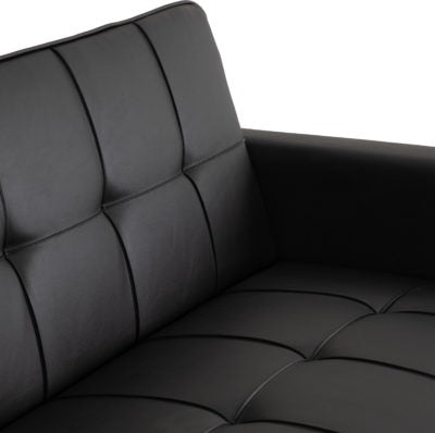 Astoria 2 Seater Sofa Bed, Black Faux Leather