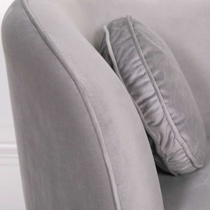 Grey Velvet Armchair with Cushion