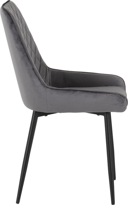 Quebec Straight Edge Dining chair Grey Velvet side view