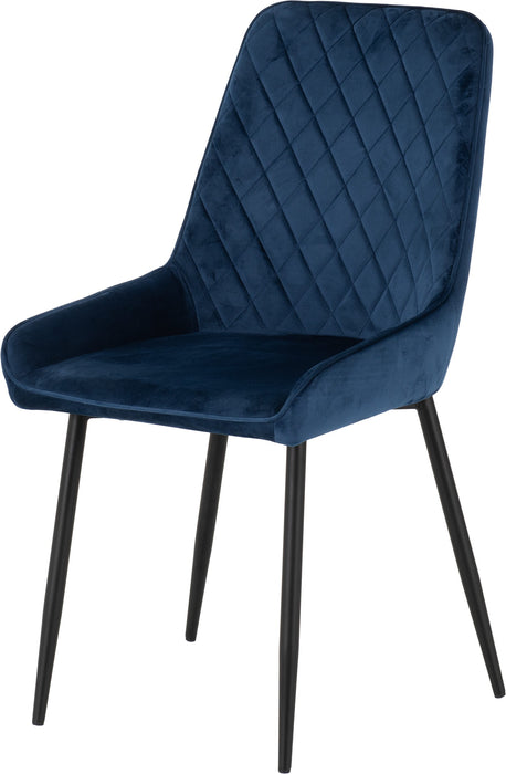 Quebec Wave Edge Dining Chair Sapphire Blue Velvet