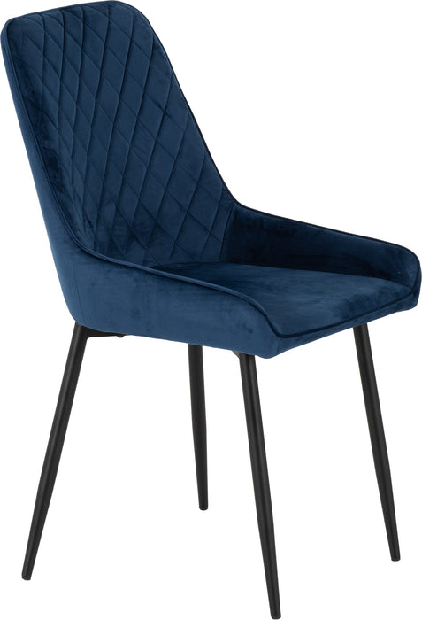 Athens Round Dining Set with Avery Chairs – Concrete Effect/Black/Sapphire Blue Velvet