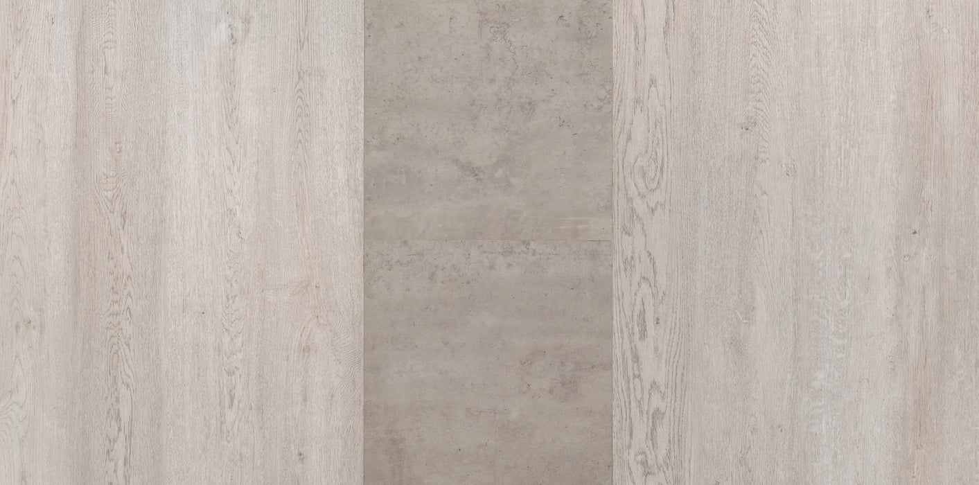 Avery Extending Dining Table - Concrete/Grey Oak Effect/Black ariel view