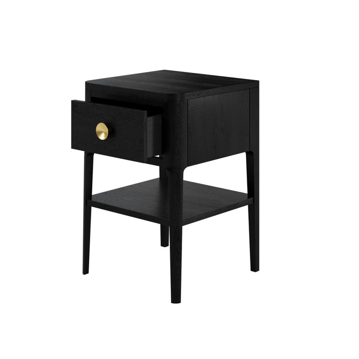 Abberley Bedside | Black | 1 Drawer-Cheshire Furniture Outlet