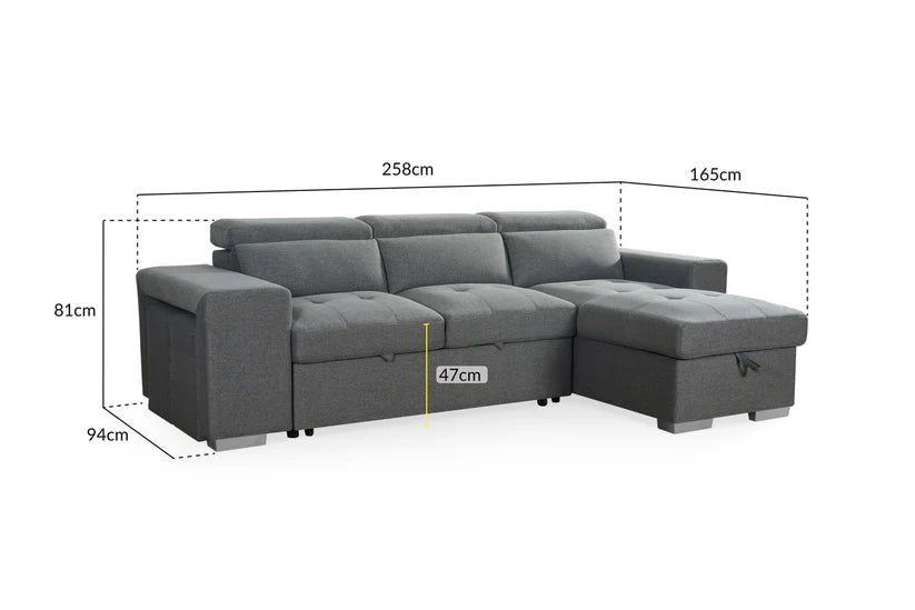 Artemis Sofabed Grey Universal Corner