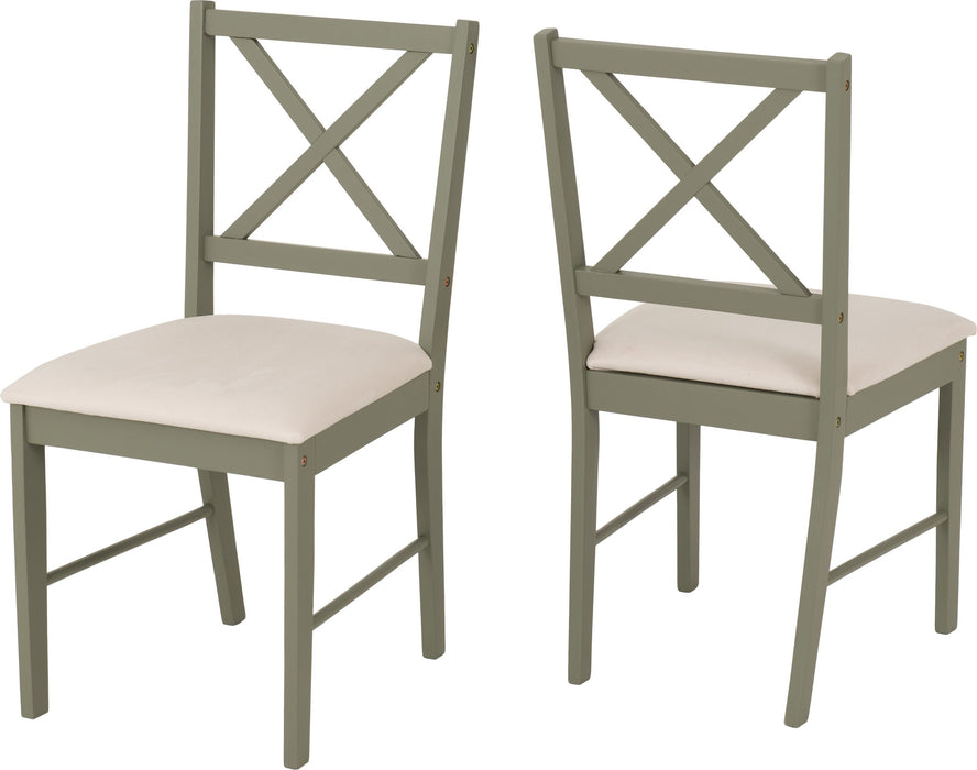 Balfour 1+4 Dining Set - Sage Green/Oak Effect/Mink Microsuede