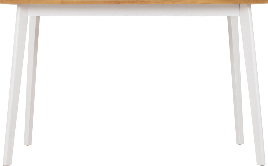 Balfour 1+4 Dining Set – White/Oak Effect/Grey Fabric