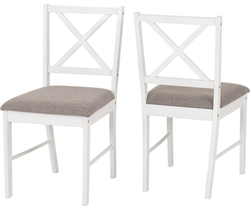 Balfour 1+4 Dining Set – White/Oak Effect/Grey Fabric