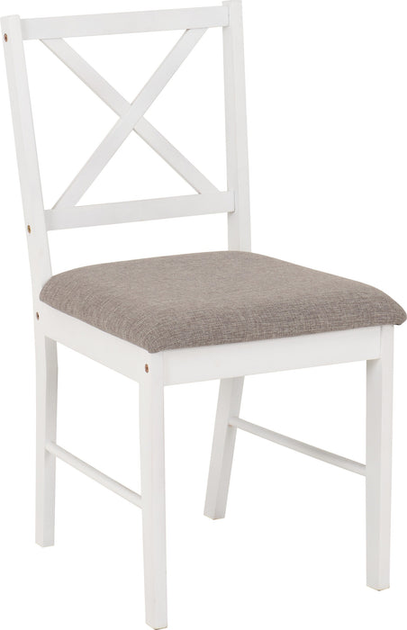 Balfour 1+4 Dining Set – White/Oak Effect/Grey Fabric