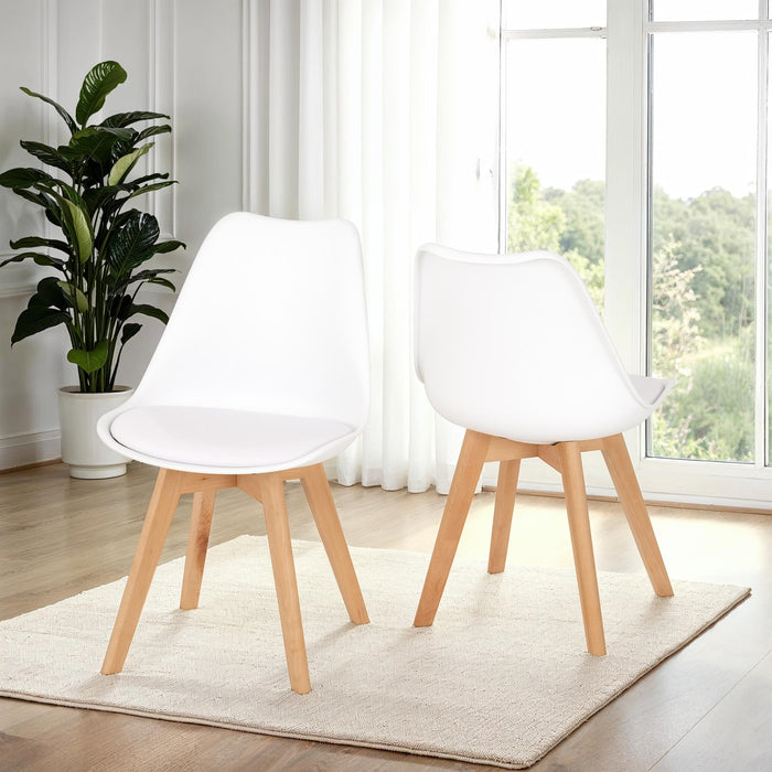 Bendal Dining Set - White/Beech/White Faux Leather