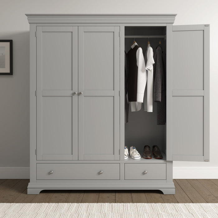 Bordeaux 3 Door Wardrobe - Pebble Grey