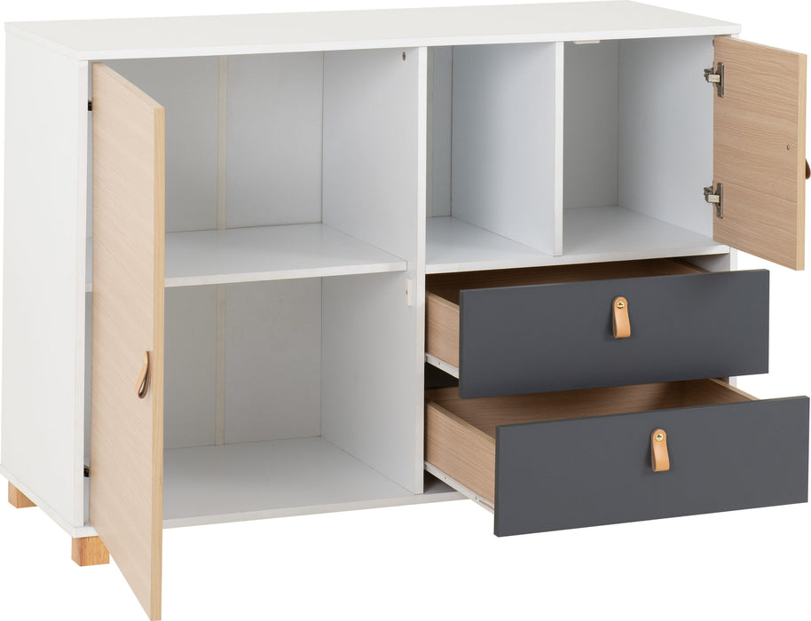 Brooklyn 2 Door 2 Drawer Storage Desk - Oak Effect/Grey