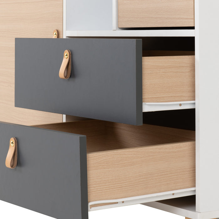 Brooklyn 2 Door 2 Drawer Storage Desk - Oak Effect/Grey
