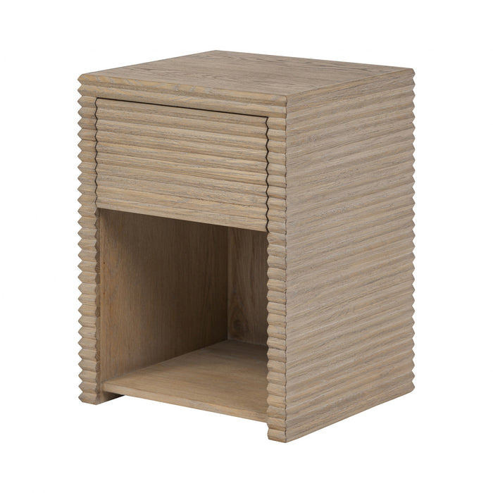 Wickham Ribbed Oak Bedside | 1 Drawer-Cheshire Furniture Outlet