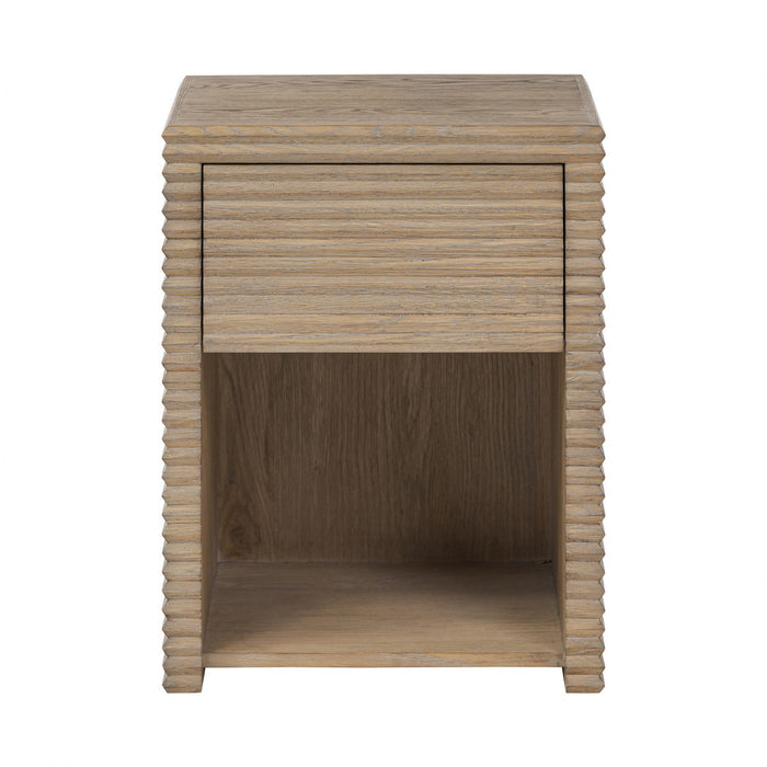Wickham Ribbed Oak Bedside | 1 Drawer-Cheshire Furniture Outlet