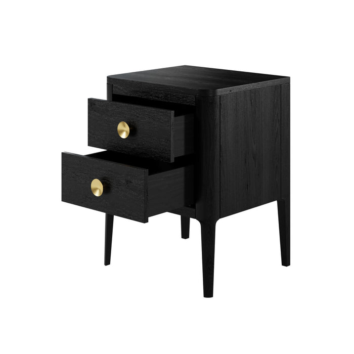 Abberley Bedside | Black | 2 Drawers-Cheshire Furniture Outlet