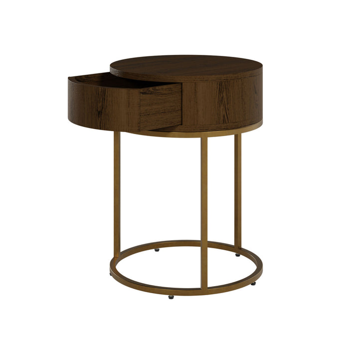 Hampton Bedside | Round Wooden | Brown-Cheshire Furniture Outlet