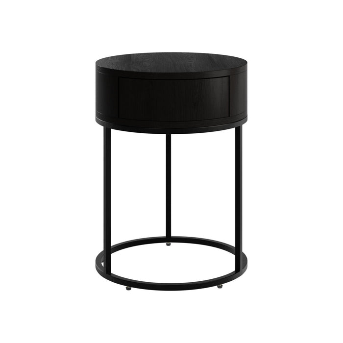 Hampton Bedside | Round Wooden | Black-Cheshire Furniture Outlet