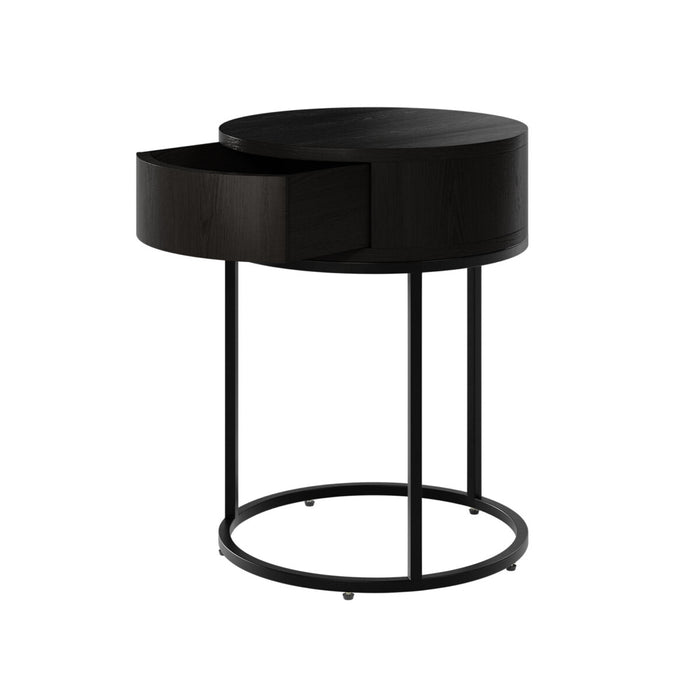 Hampton Bedside | Round Wooden | Black-Cheshire Furniture Outlet