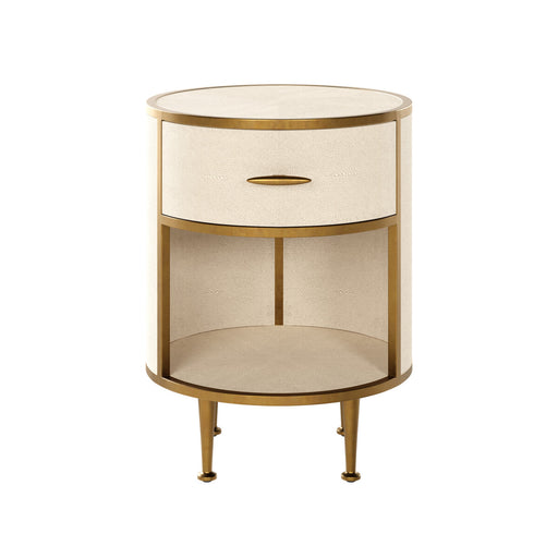 Hampton Bedside | Round | Ivory Shagreen-Cheshire Furniture Outlet