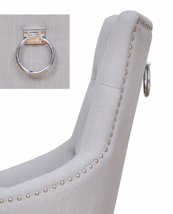 Walnut Accent Narrow Back Upholstered Dining Chair - Grey (Pack Of Two)