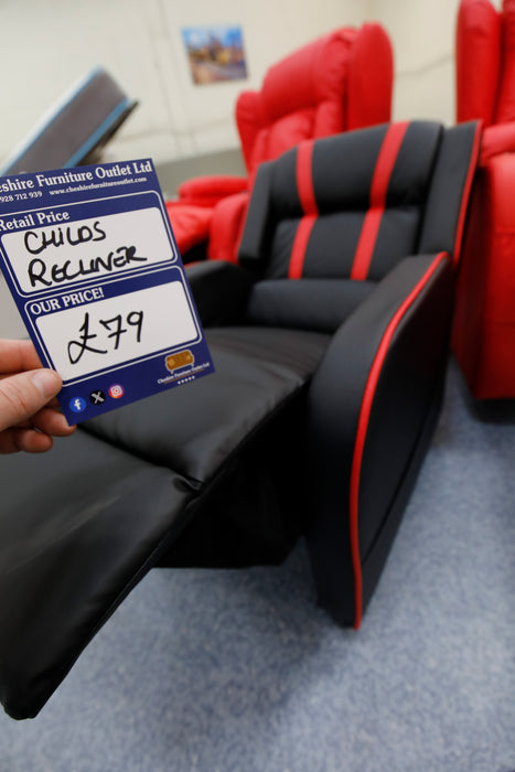 Racer Stripe Childs Recliner-Cheshire Furniture Outlet
