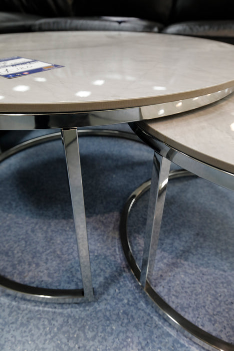 White Marble Serenity Nest Of Tables-Cheshire Furniture Outlet