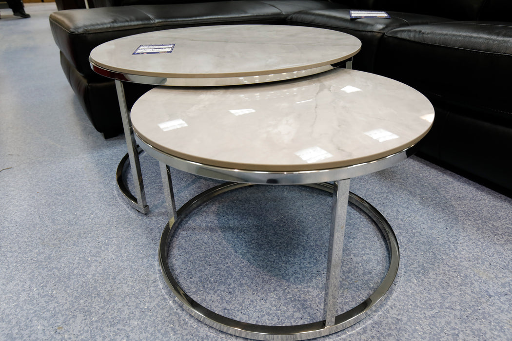 White Marble Serenity Nest Of Tables-Cheshire Furniture Outlet