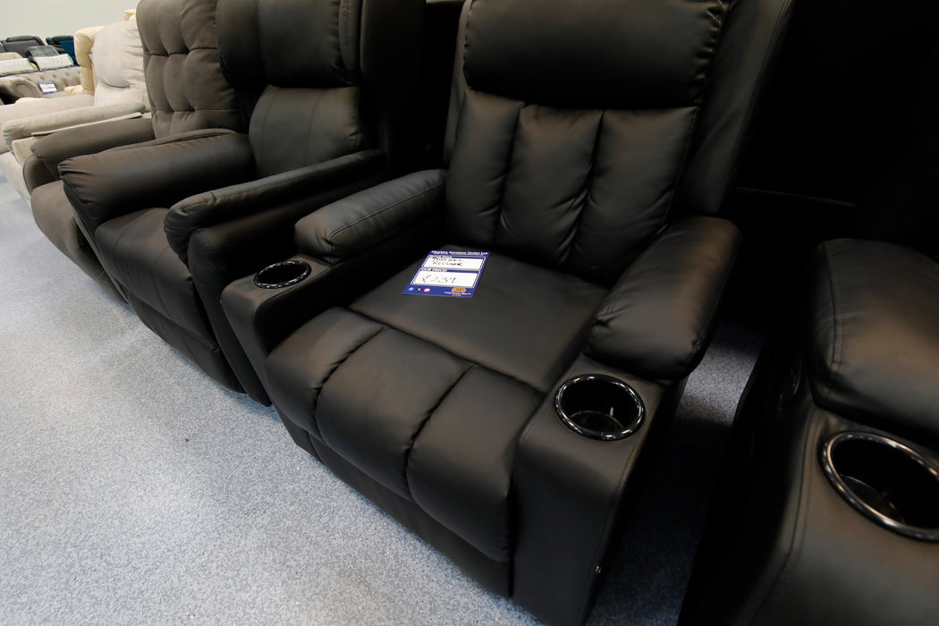 Push Back and Recline Armchair in Black Upholstery