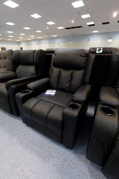 Push Back and Recline Armchair in Black Upholstery