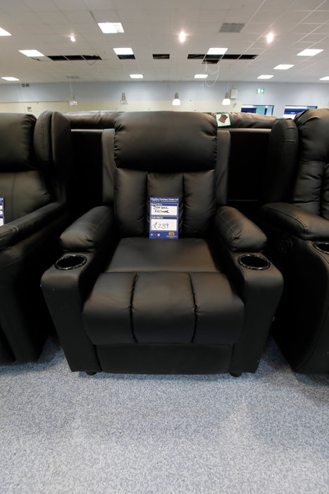 Push Back and Recline Armchair in Black Upholstery