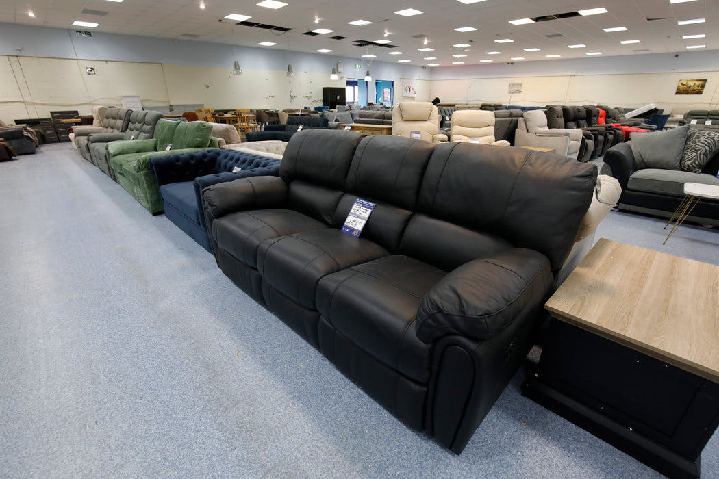 Eclipse 3 Seater Recliner Sofa, Black Leather