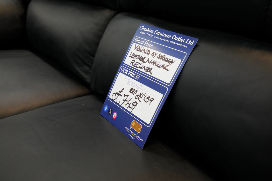 Eclipse 3 Seater Recliner Sofa, Black Leather