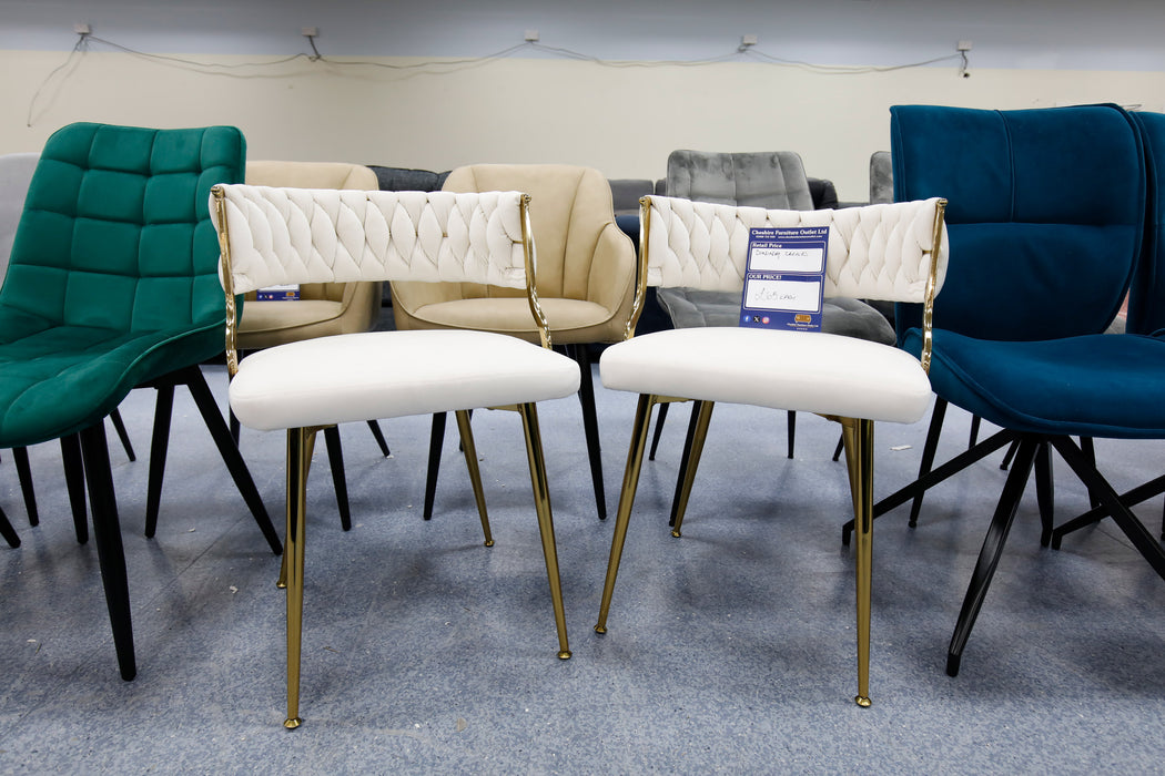 Snow White Plaited Back Upholstered Dining Chair