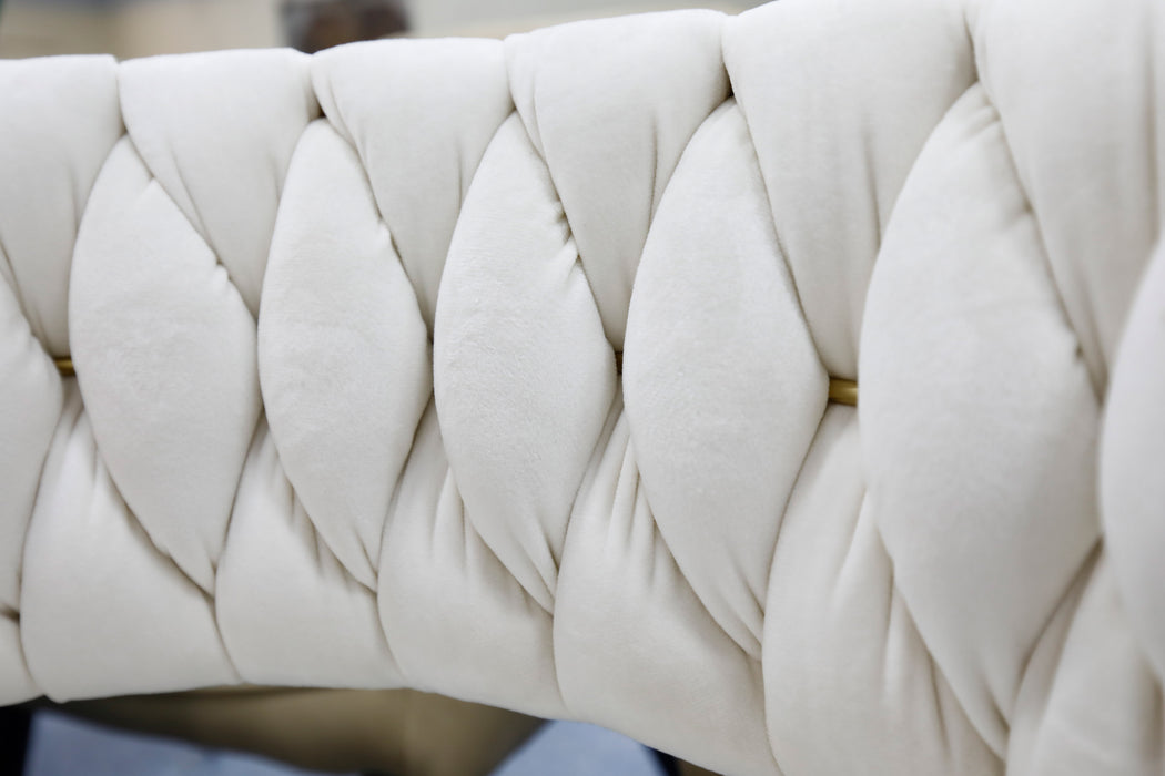 Snow White Plaited Back Upholstered Dining Chair