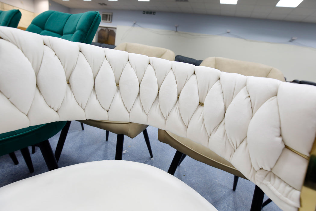 Snow White Plaited Back Upholstered Dining Chair