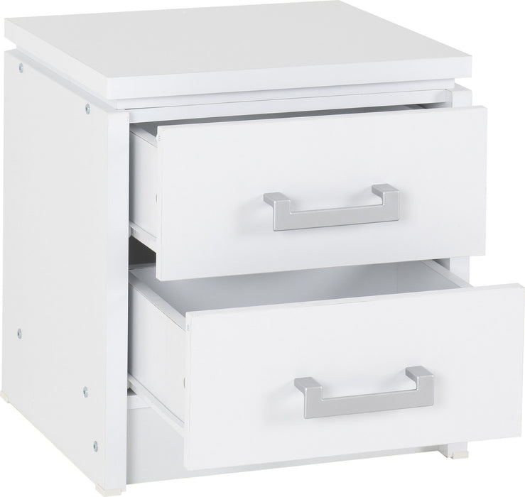 Charles 2 Drawer Bedside Chest - White