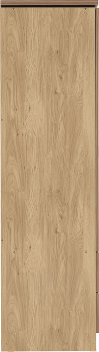 Charles 3 Door 2 Drawer Mirrored Wardrobe - Oak Effect Veneer/Walnut Trim