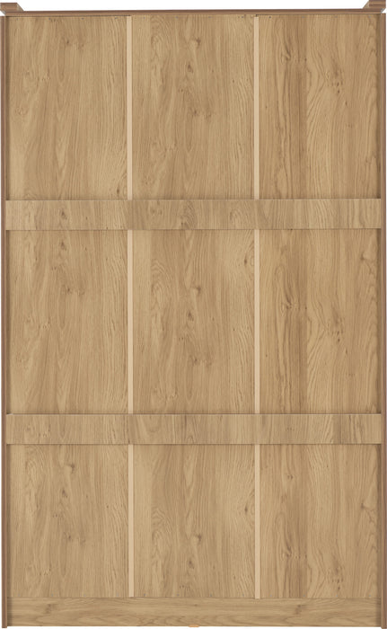 Charles 3 Door 2 Drawer Mirrored Wardrobe - Oak Effect Veneer/Walnut Trim